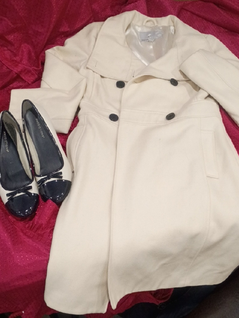 Old Navy Cream Double-Breasted Trench Coat